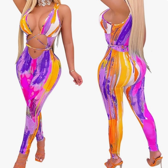 Sexy Mulit-Color Women's One Piece Jumpsuit - Picture 2 of 3